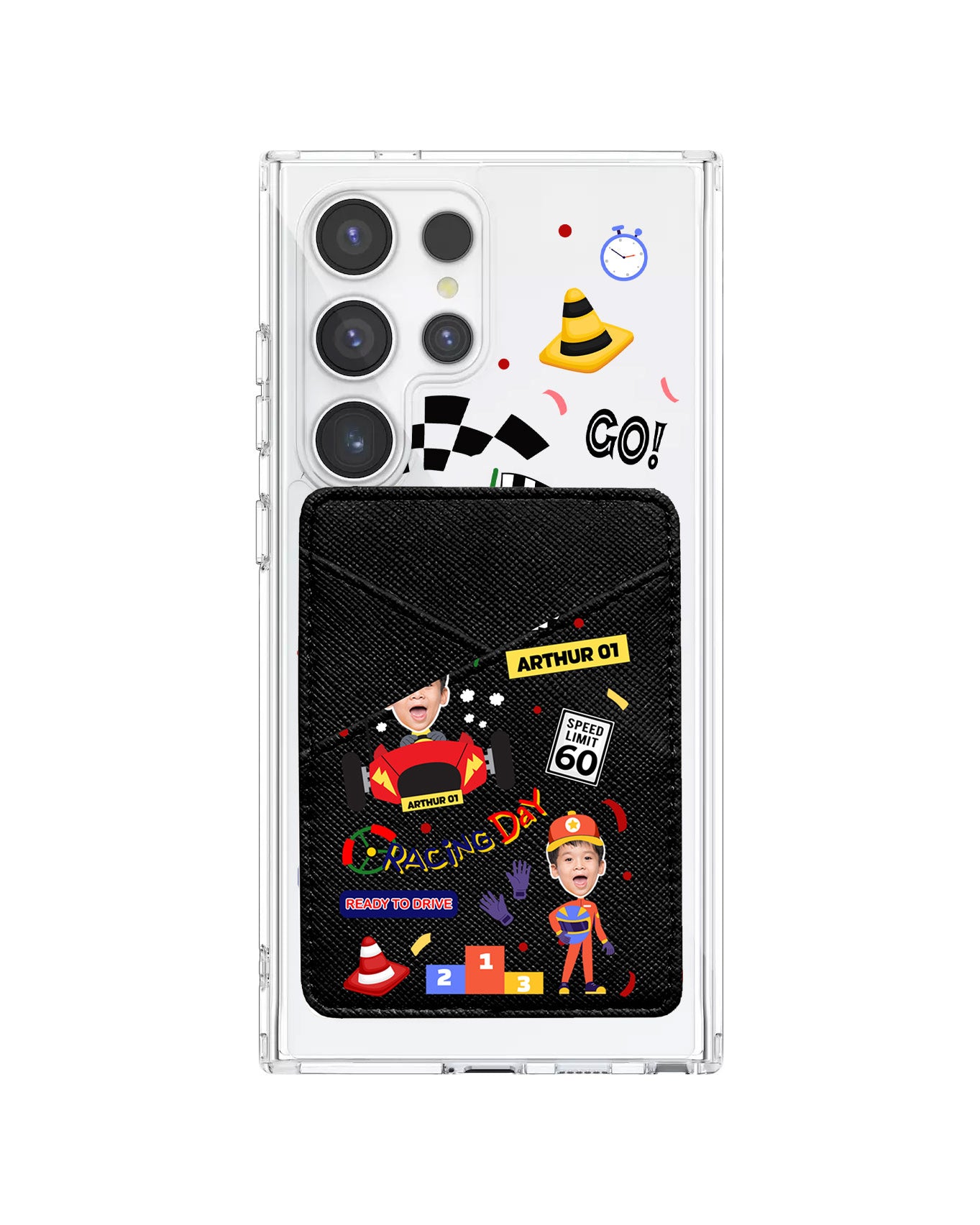 Android Phone Wallet Case - Face Grid Dream Racer