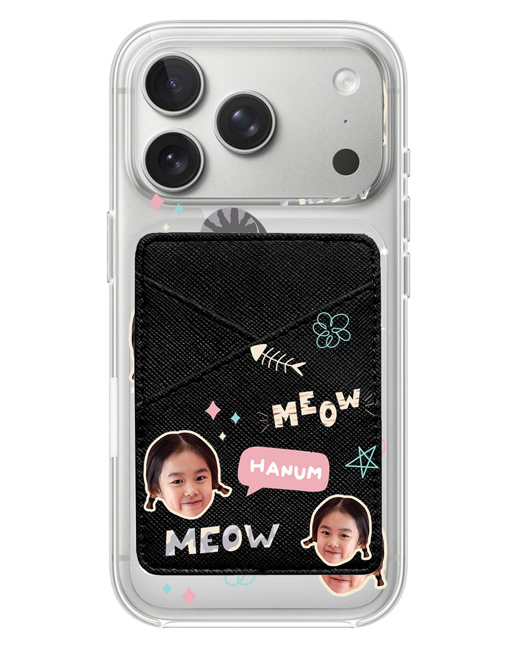 iPhone Phone Wallet Case - Face Grid Kitty