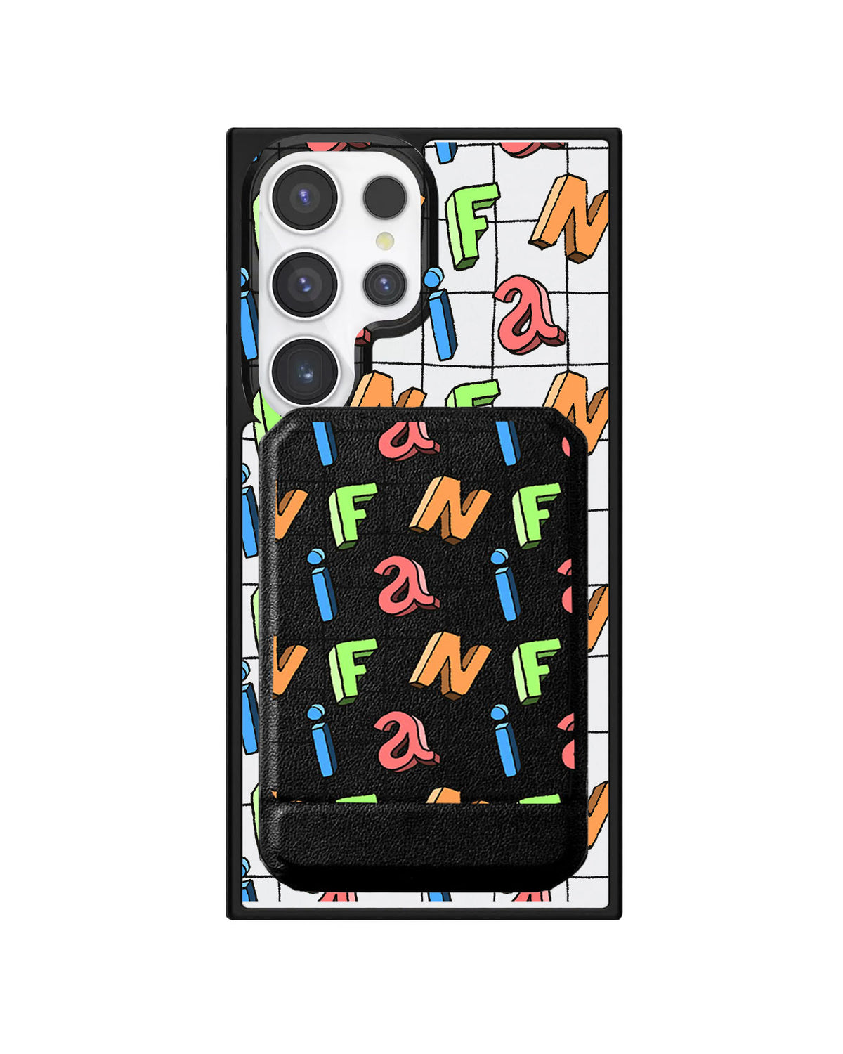 Android Magnetic Multifold Wallet - Playful Monogram