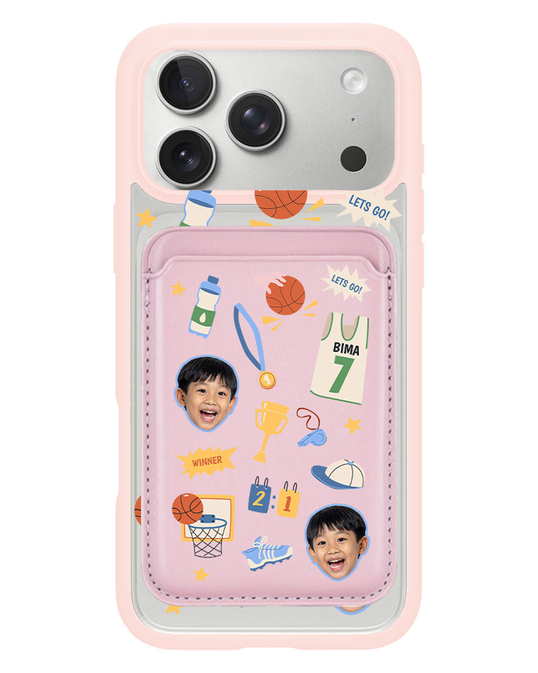 iPhone Magnetic Wallet Case - Face Grid Basketball