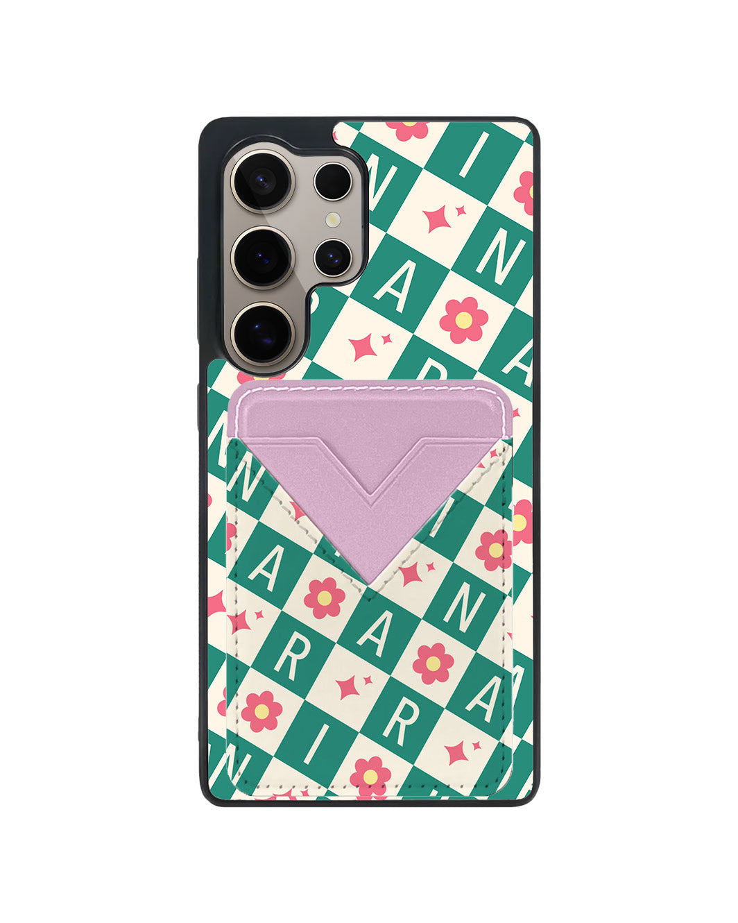 Android Avant Wallet Case - Flower Grid Monogram 4.0