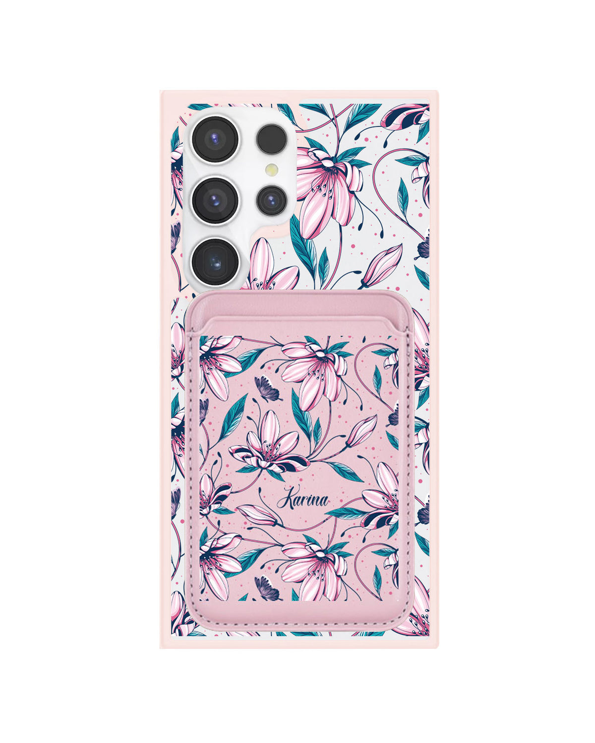 Android Magnetic Wallet Case - Pink Tulip
