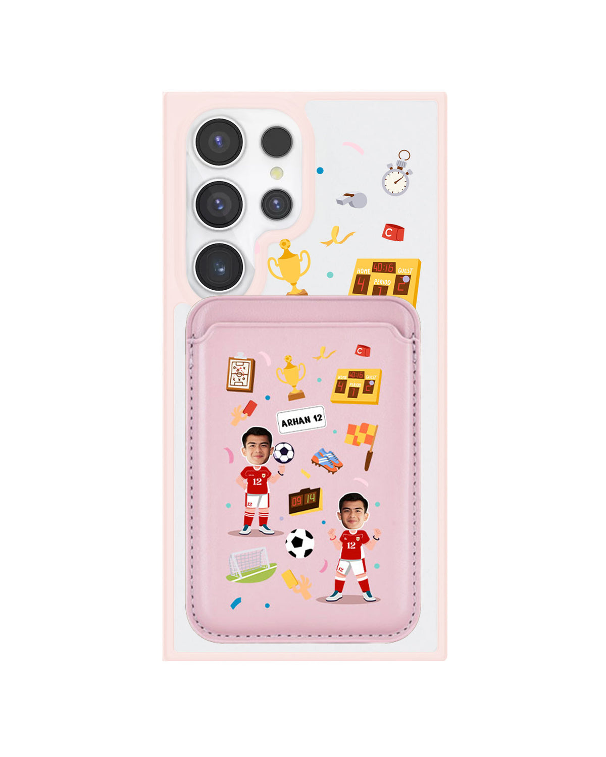 Android Magnetic Wallet Case - Face Grid Dream Soccer