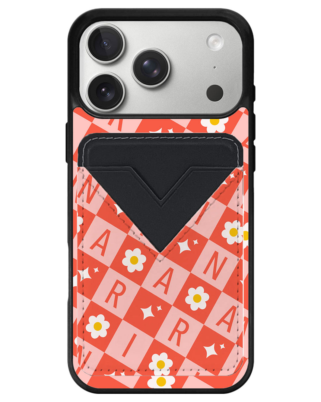 iPhone Avant Wallet Case - Flower Grid Monogram 2.0