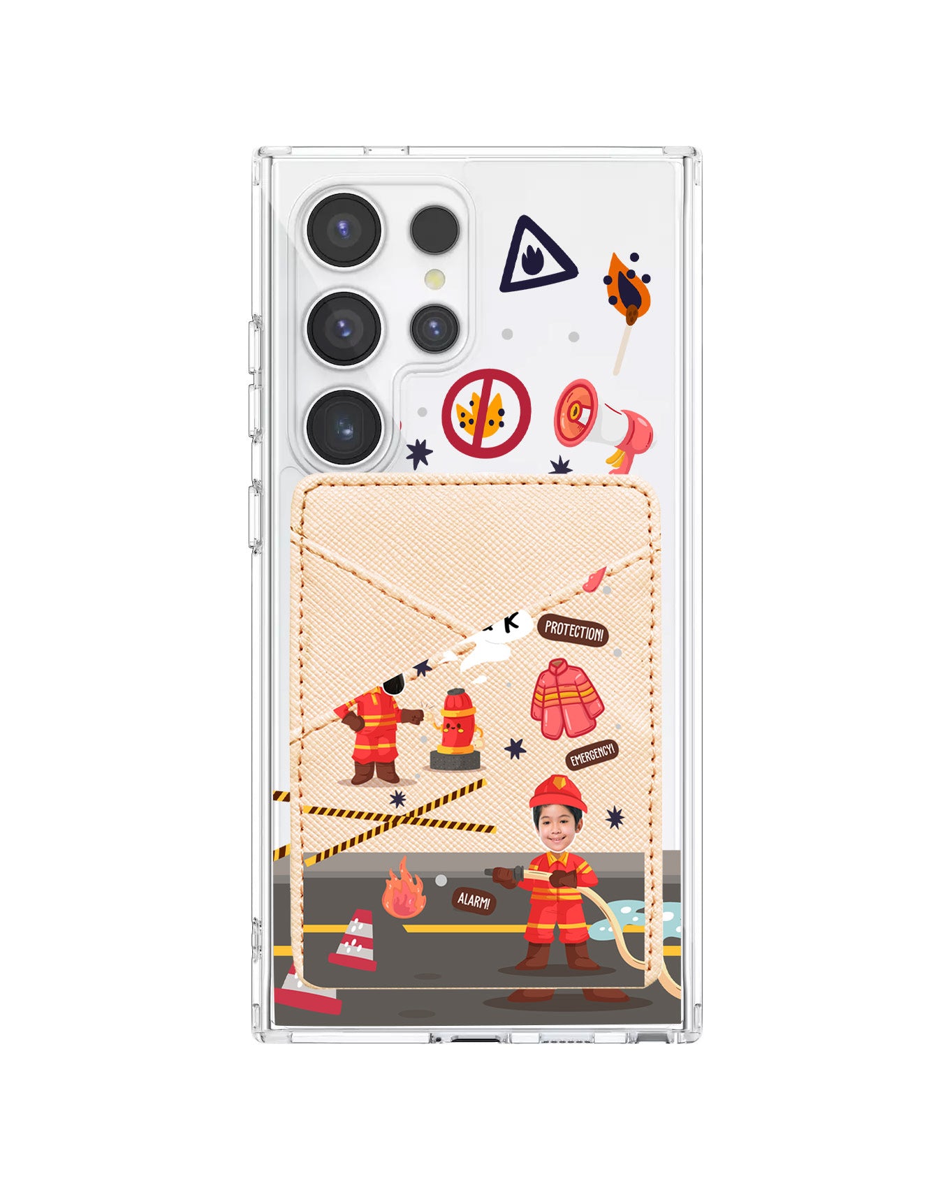 Android Phone Wallet Case - Face Grid Dream Firefighter