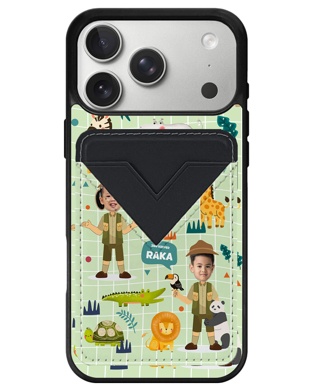 iPhone Avant Wallet Case - Face Grid Dream Zoo Keeper