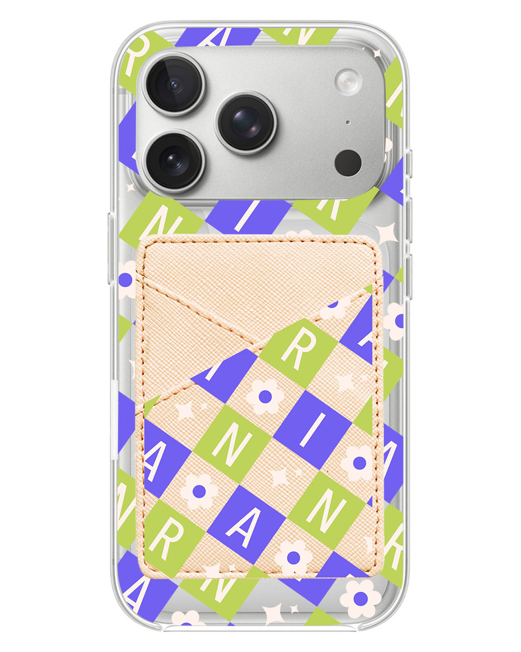 iPhone Phone Wallet Case - Flower Grid Monogram 5.0