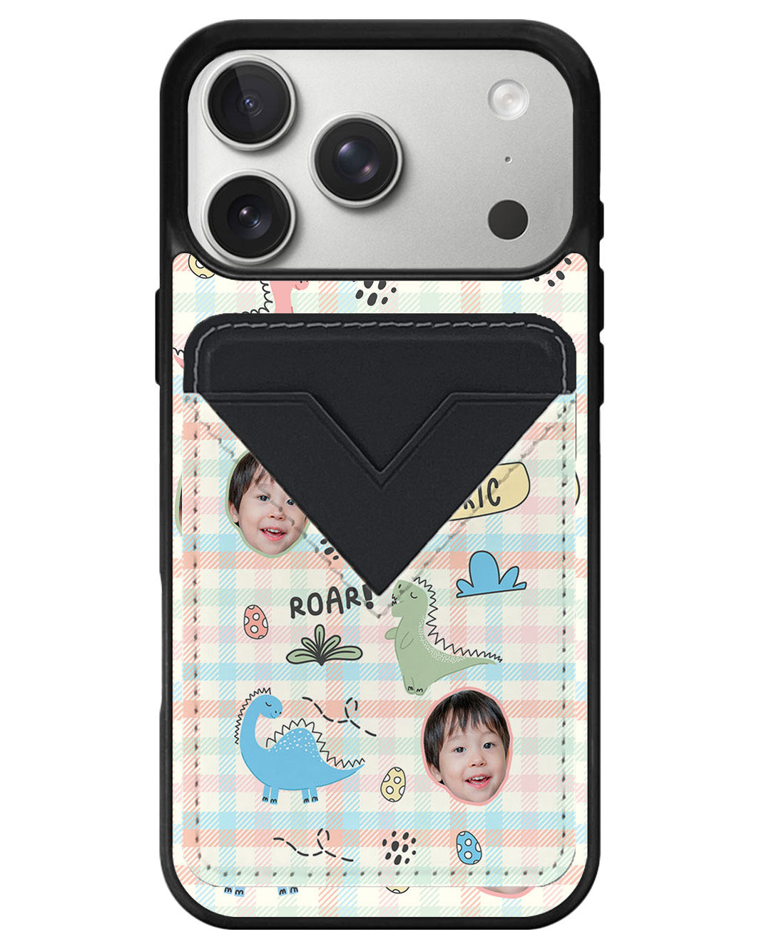 iPhone Avant Wallet Case - Face Grid Dino