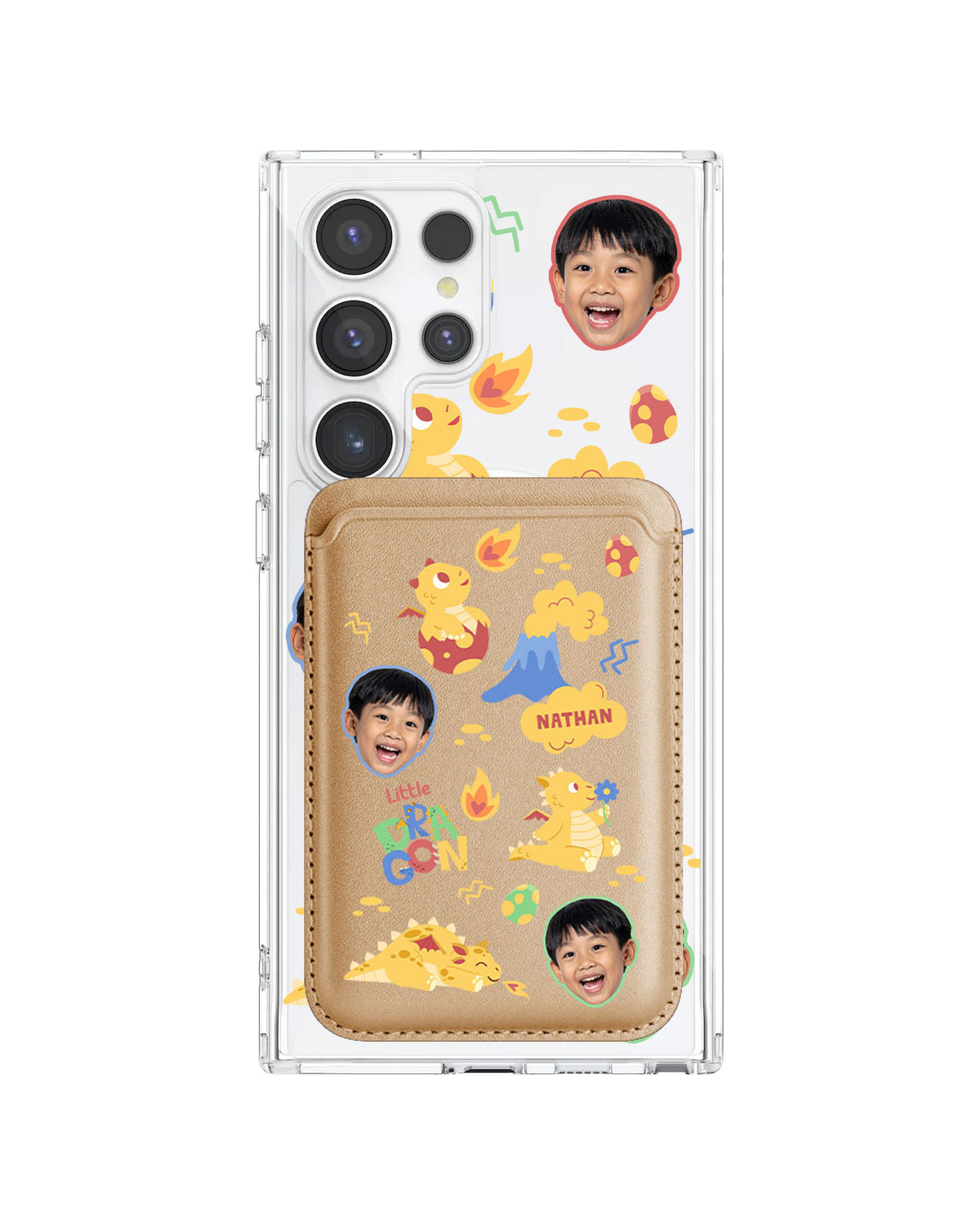 Android Magnetic Wallet Case - Face Grid Little Dragon
