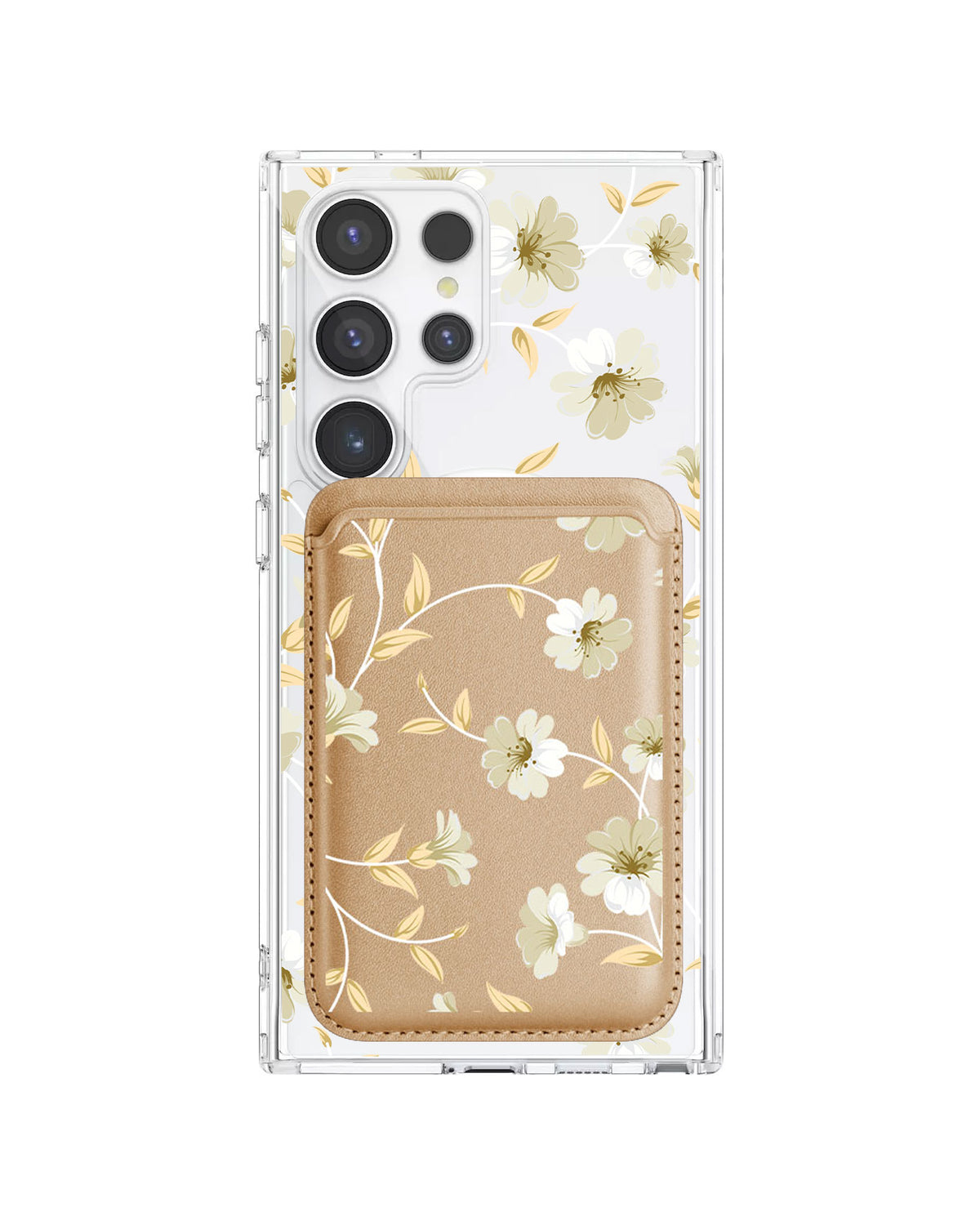 Android Magnetic Wallet Case - White Magnolia
