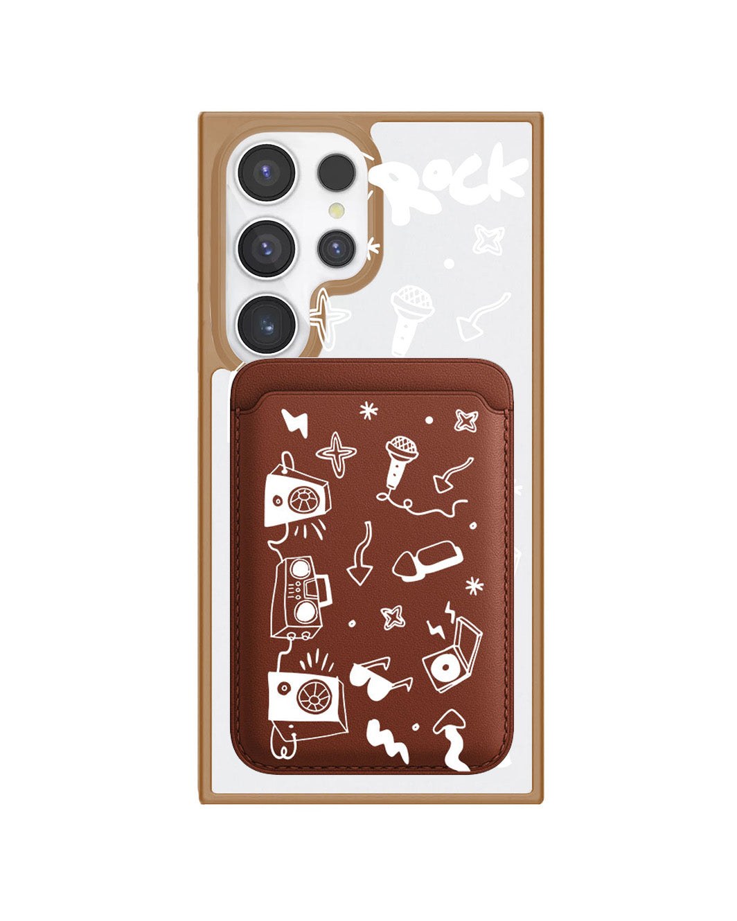 Android Magnetic Wallet Case - Rock N Roll White