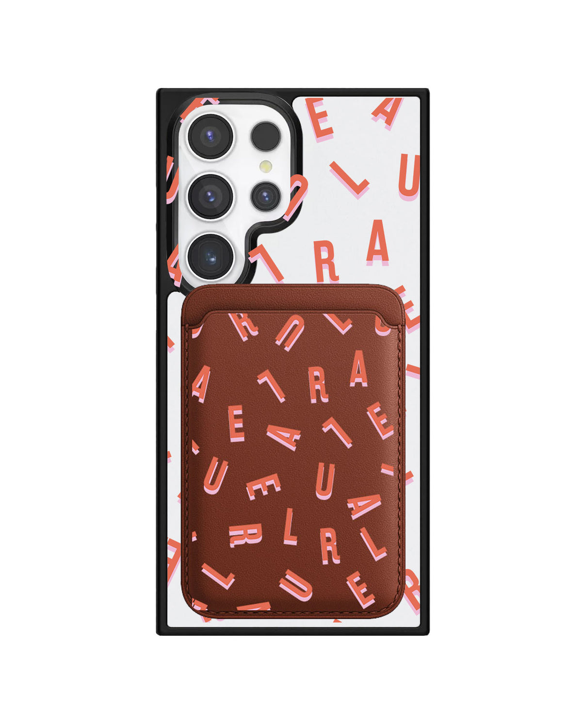 Android Magnetic Wallet Case - Monogram 1.0 Coral