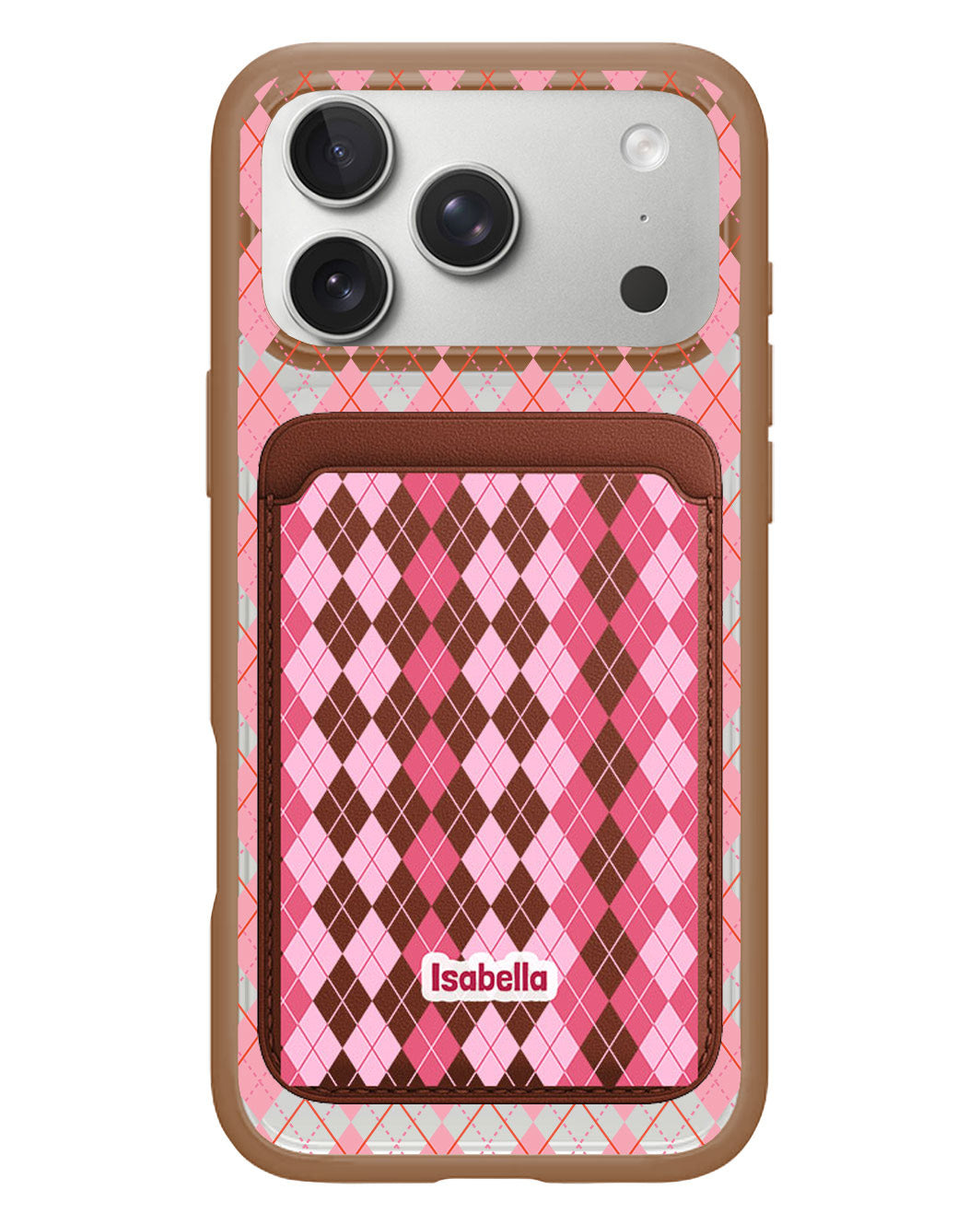 iPhone Magnetic Wallet Case - Pink Argyle