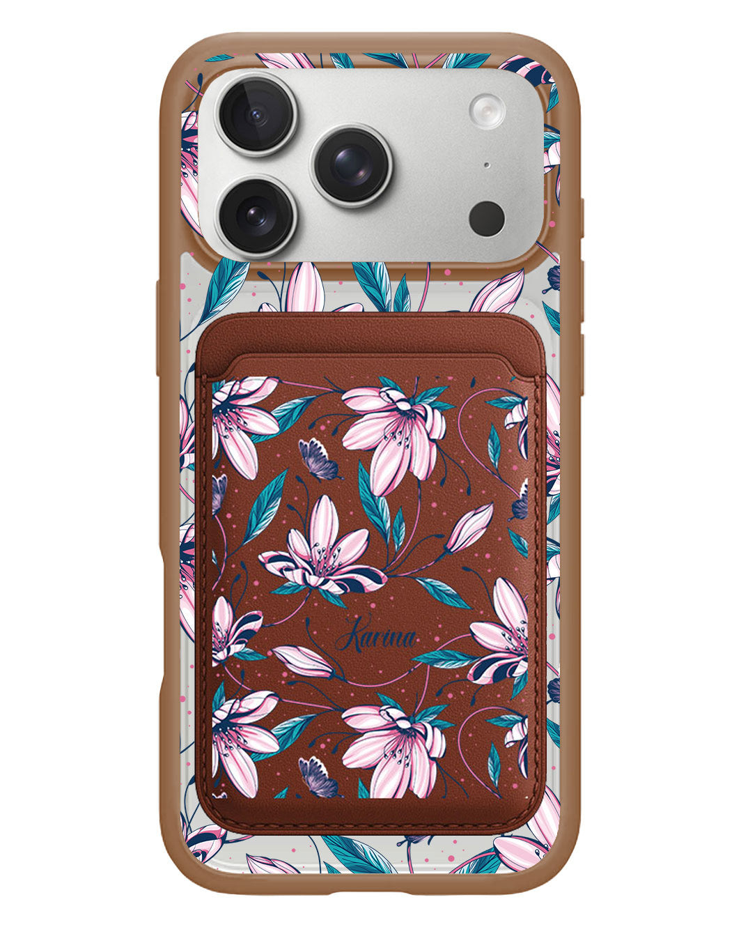iPhone Magnetic Wallet Case - Pink Tulip
