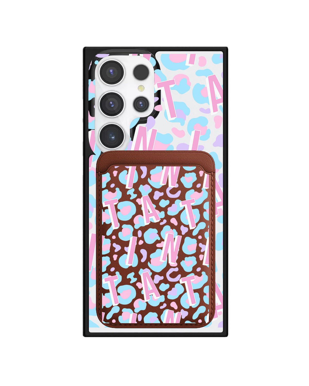 Android Magnetic Wallet Case - Leopard Monogram 6.0
