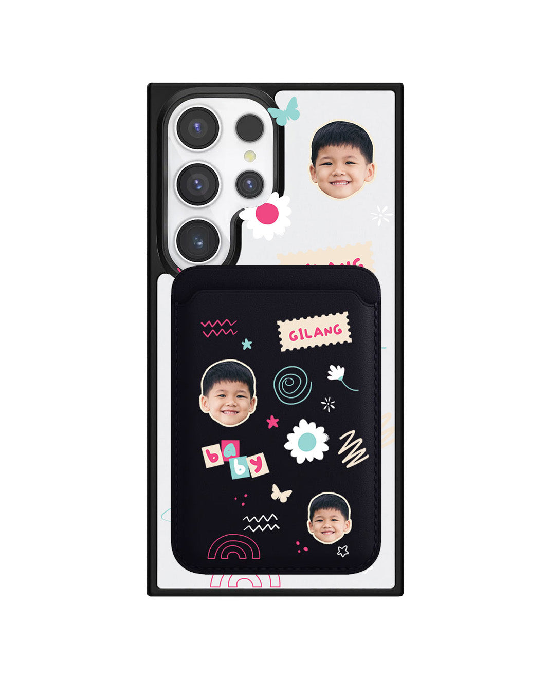 Android Magnetic Wallet Case - Face Grid Abstract