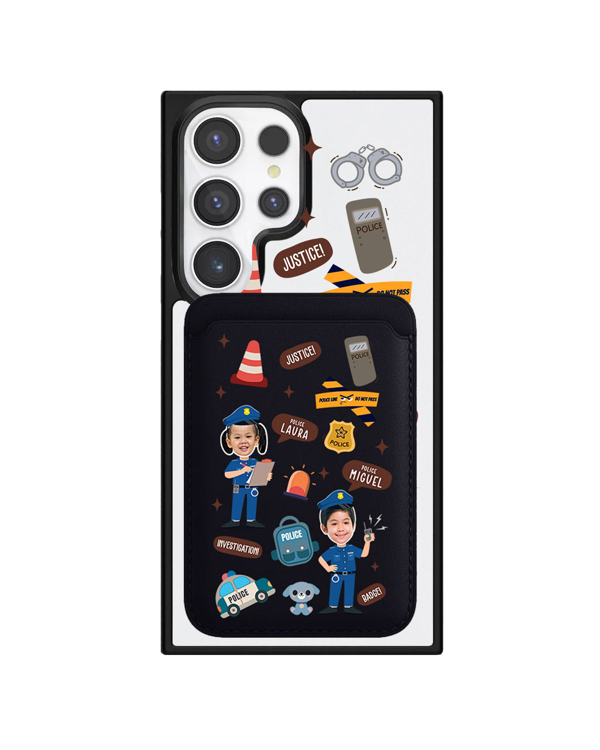 Android Magnetic Wallet Case - Face Grid Dream Police