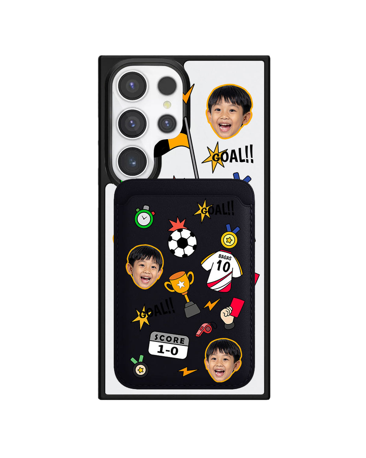 Android Magnetic Wallet Case - Face Grid Soccer