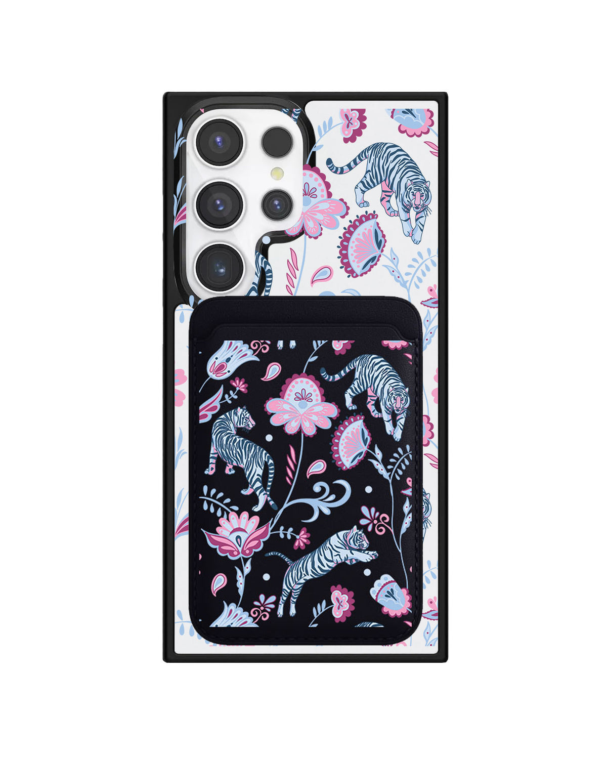 Android Magnetic Wallet Case - Tiger & Floral 3.0