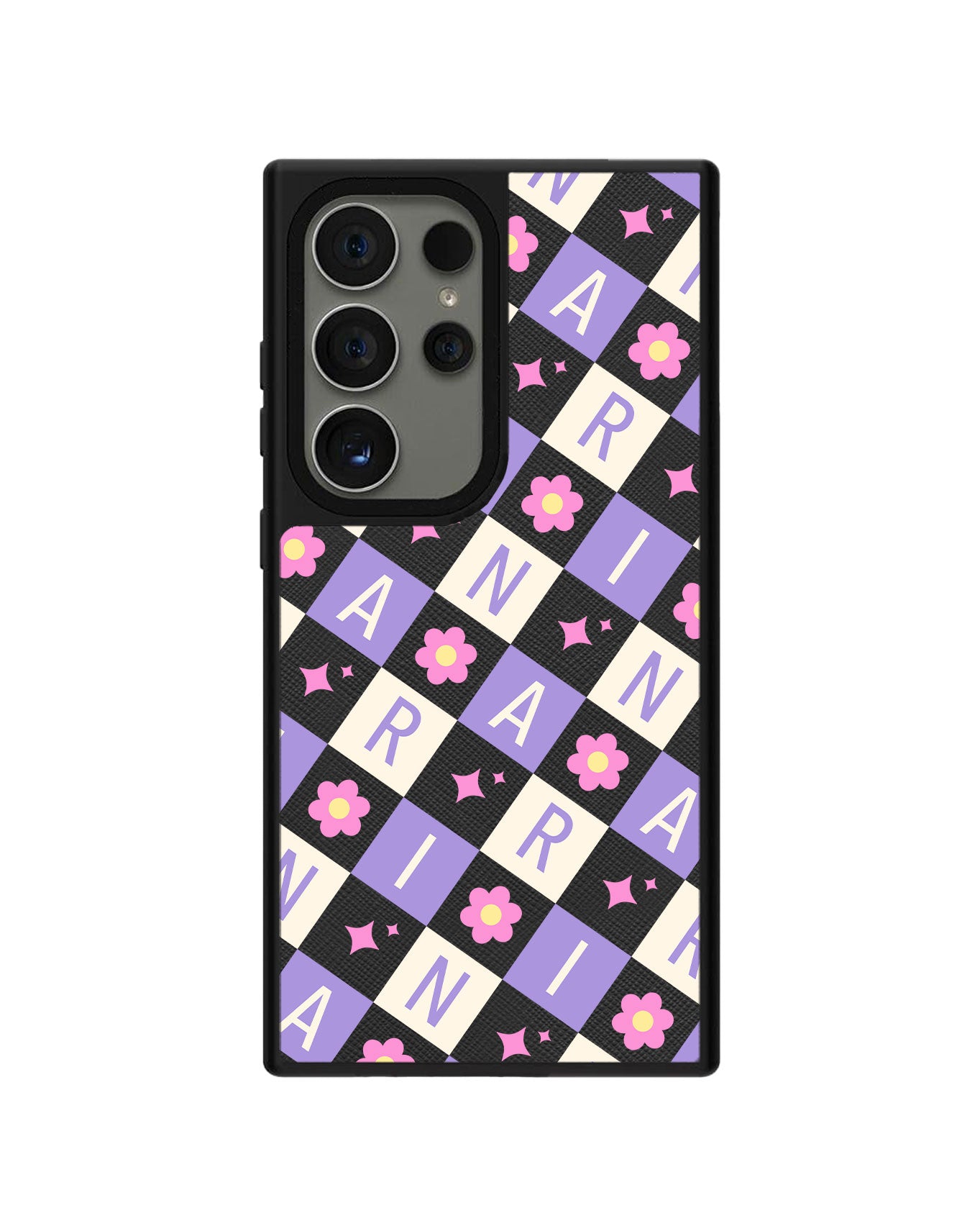 Android Leather Grip - CUSTOM MONOGRAM 3.0 Flower Grid 3.0
