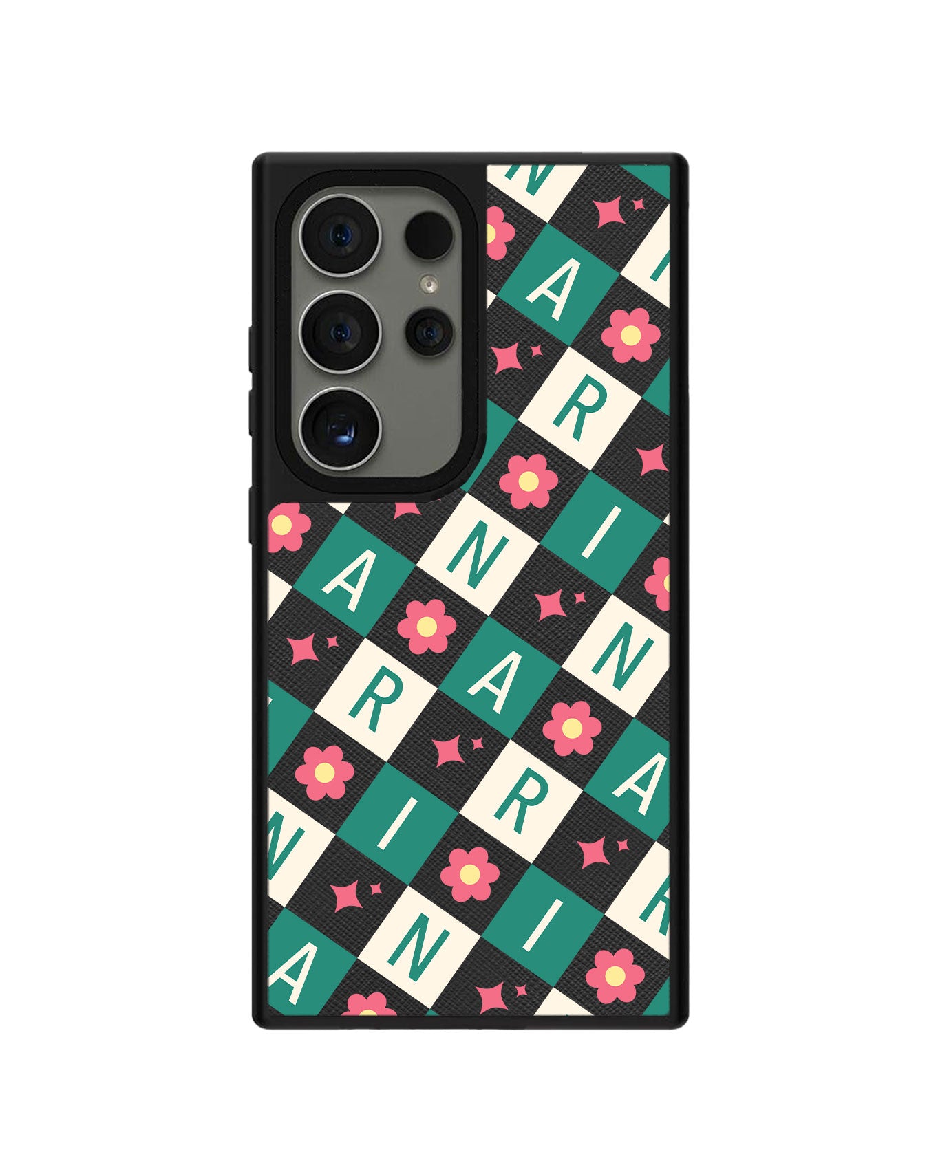 Android Leather Grip - CUSTOM MONOGRAM 3.0 Flower Grid 4.0