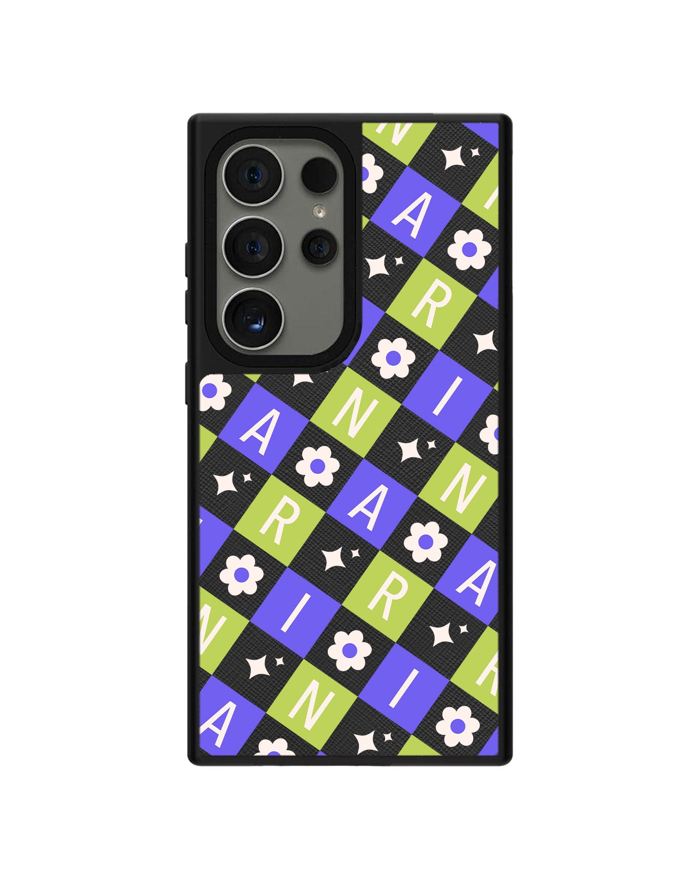 Android Leather Grip - CUSTOM MONOGRAM 3.0 Flower Grid 5.0