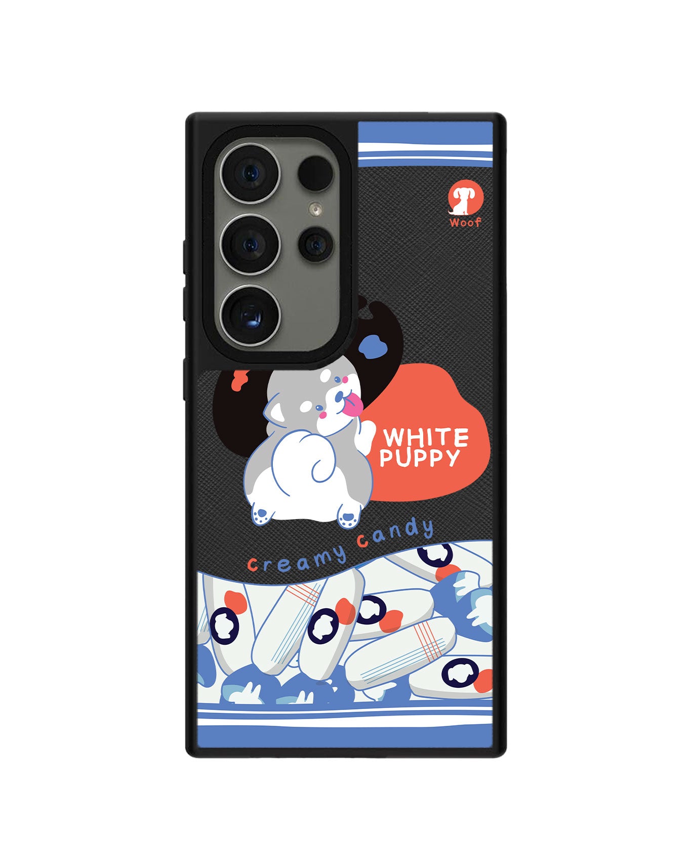 Android Leather Grip - White Puppy