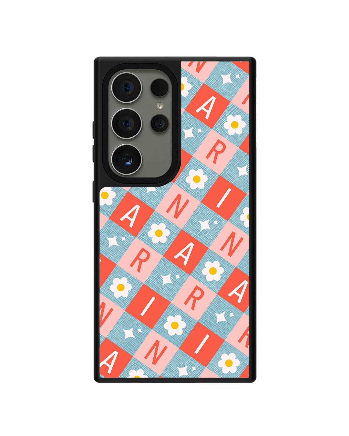 Android Leather Grip - CUSTOM MONOGRAM 3.0 Flower Grid 2.0
