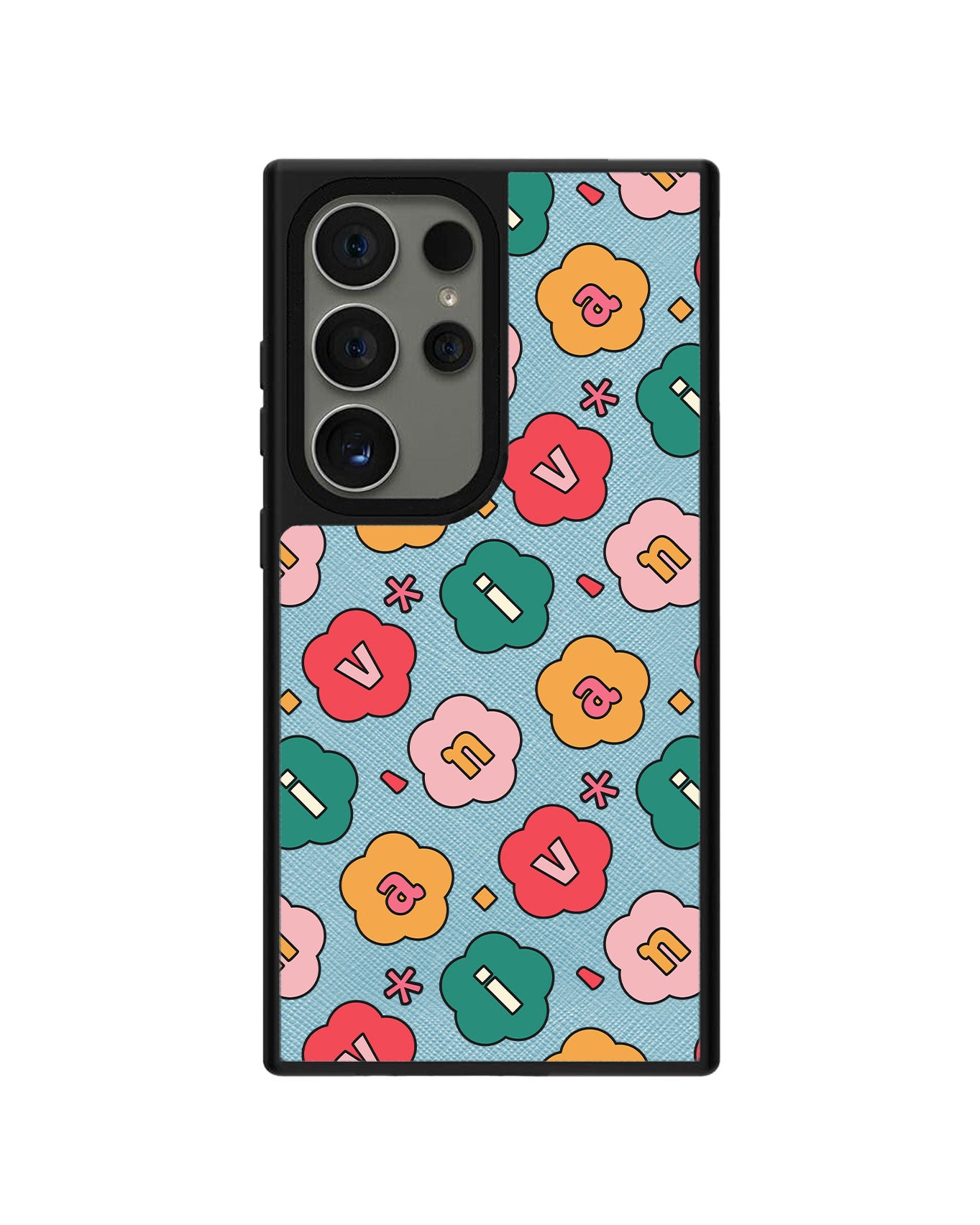 Android Leather Grip - CUSTOM MONOGRAM 3.0 Flower Petals 3.0