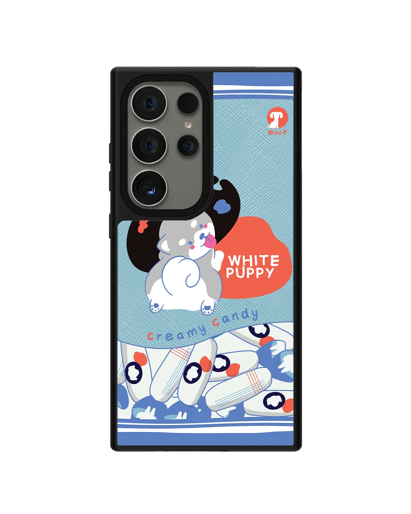 Android Leather Grip - White Puppy