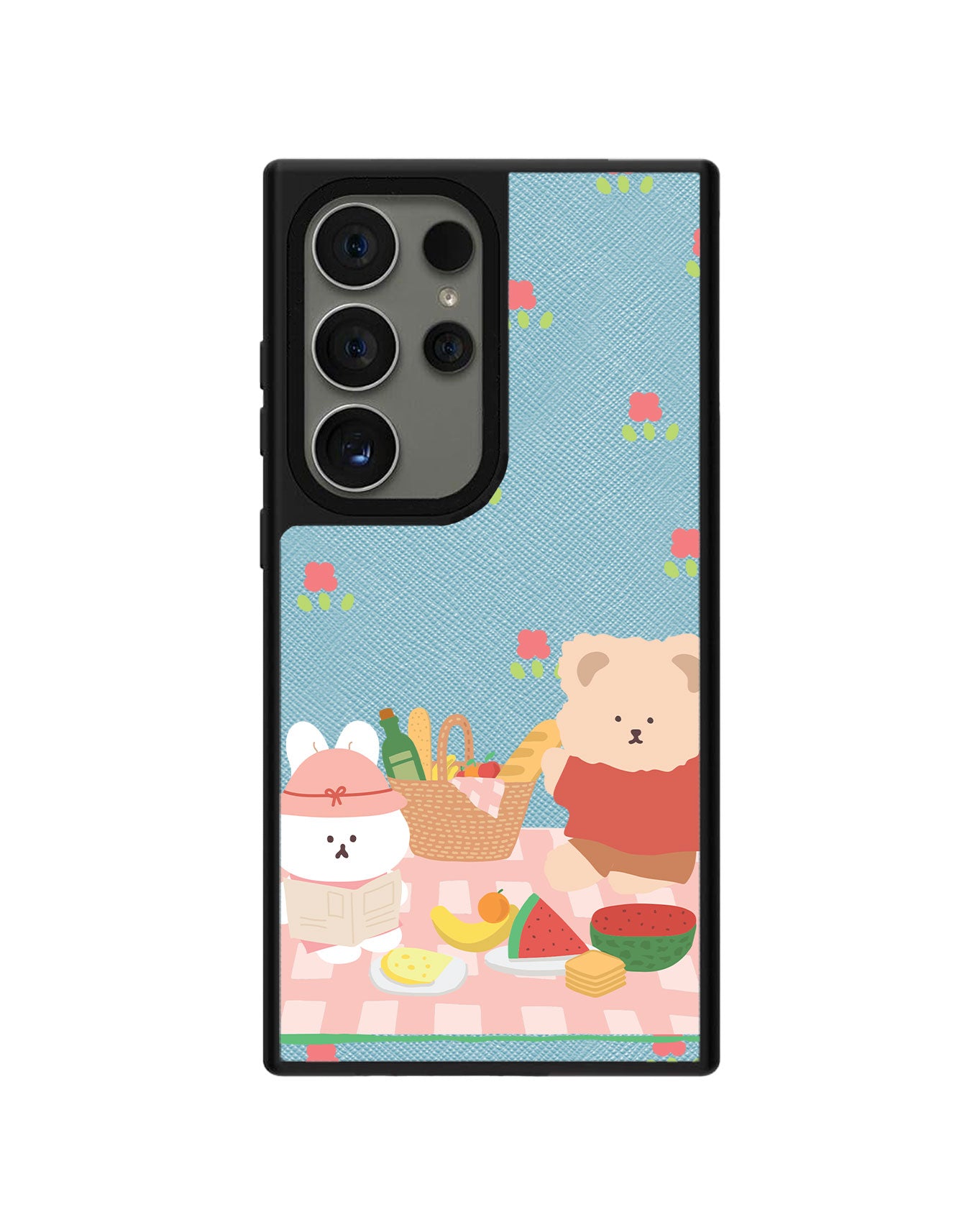 Android Leather Grip - Picnic Bear Pink