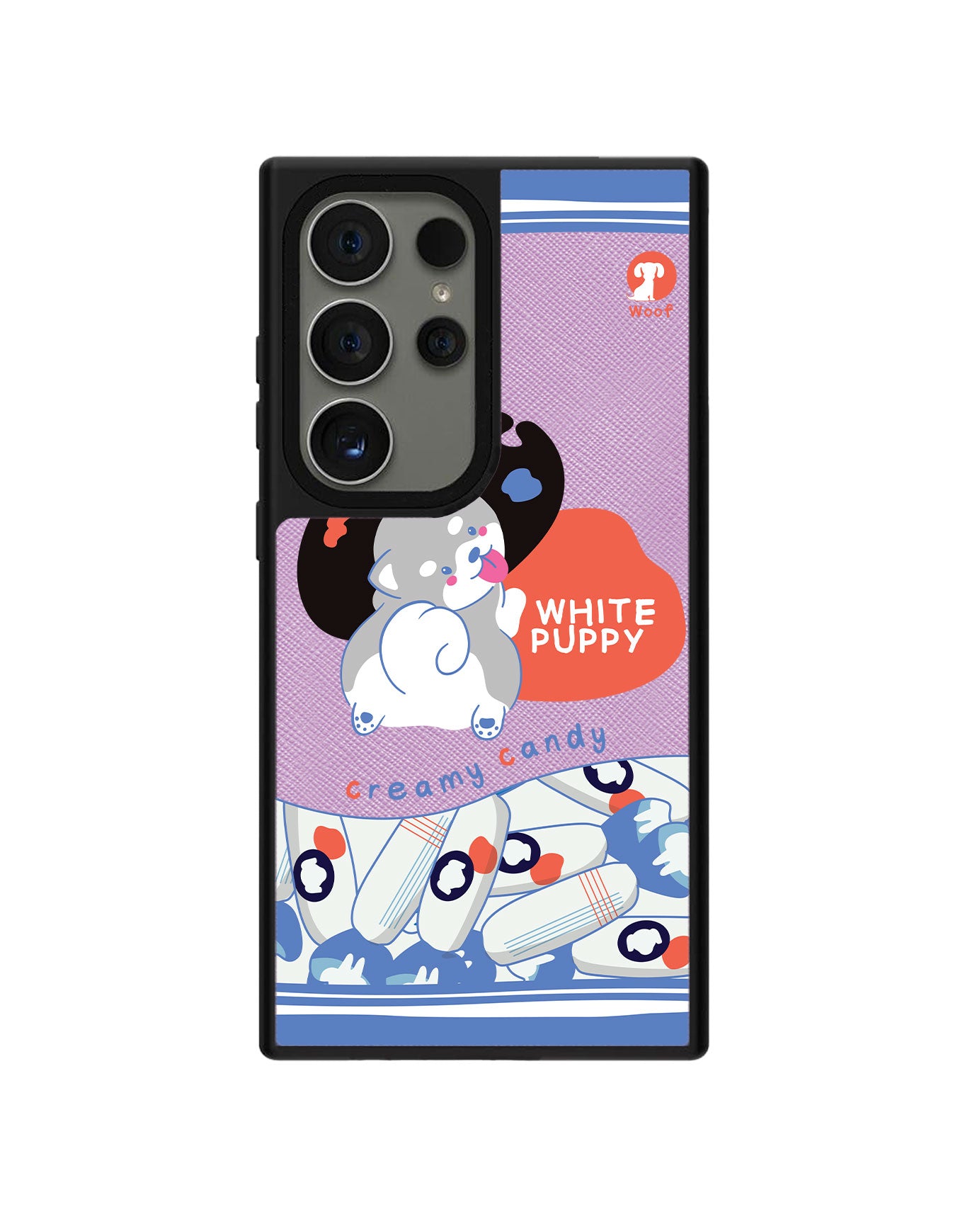 Android Leather Grip - White Puppy