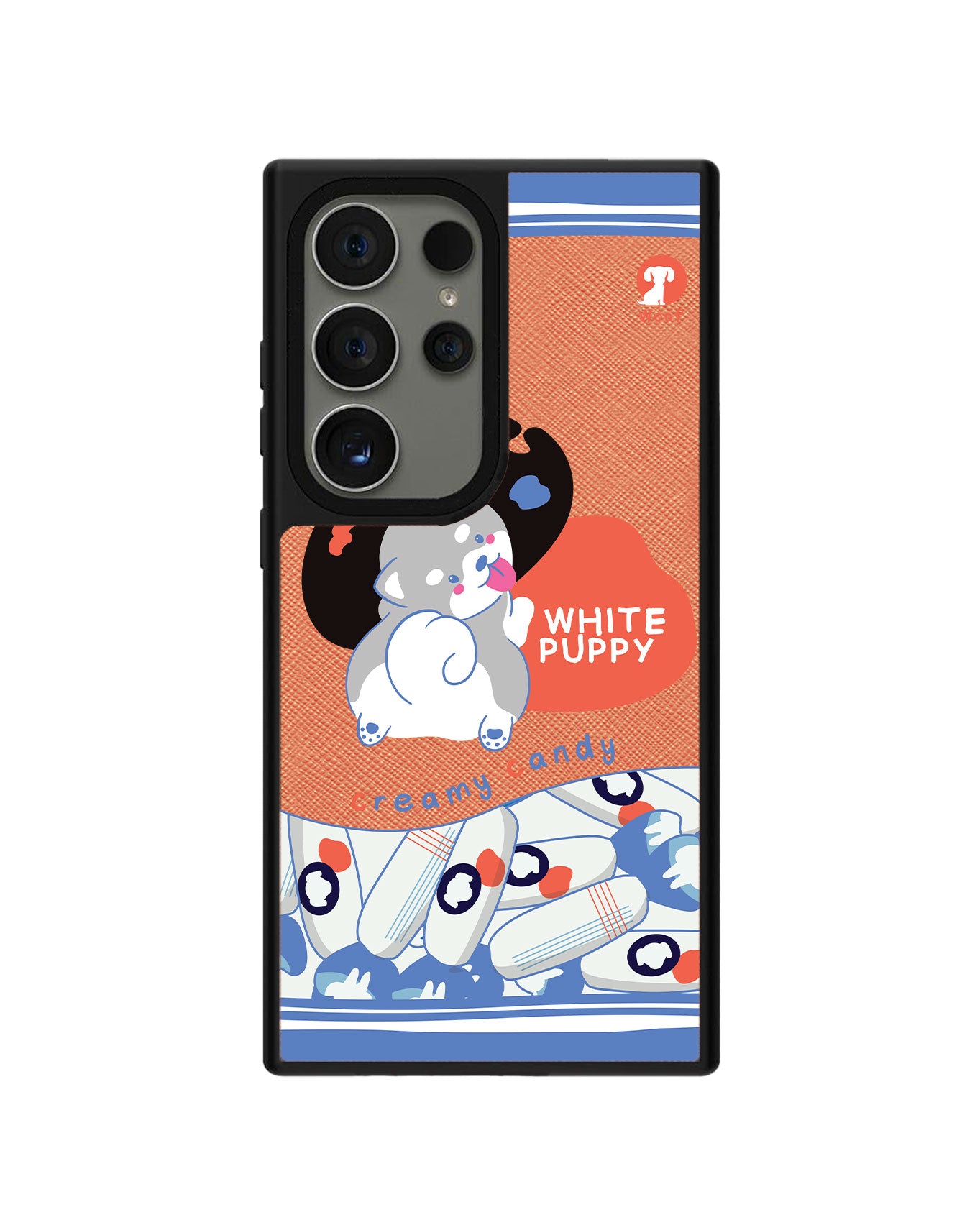Android Leather Grip - White Puppy