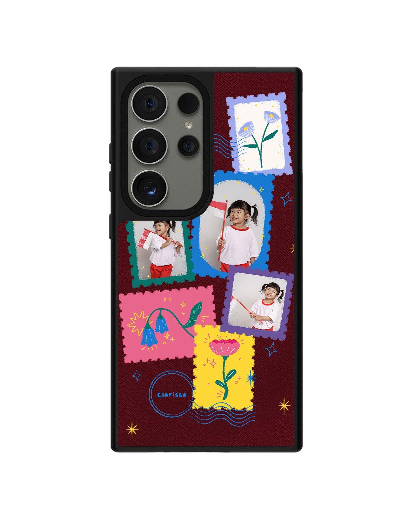Android Leather Grip - Face Grid Floral Stamps