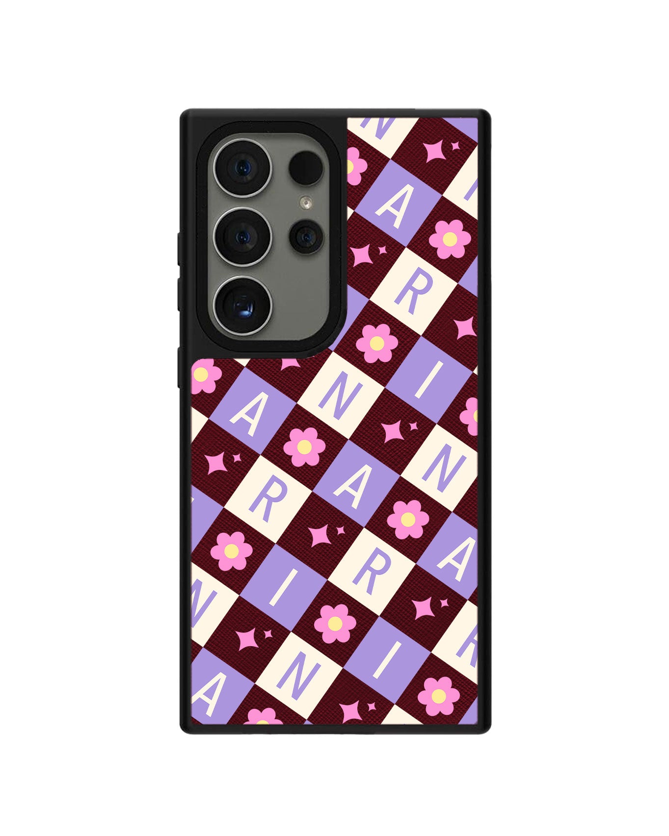 Android Leather Grip - CUSTOM MONOGRAM 3.0 Flower Grid 3.0