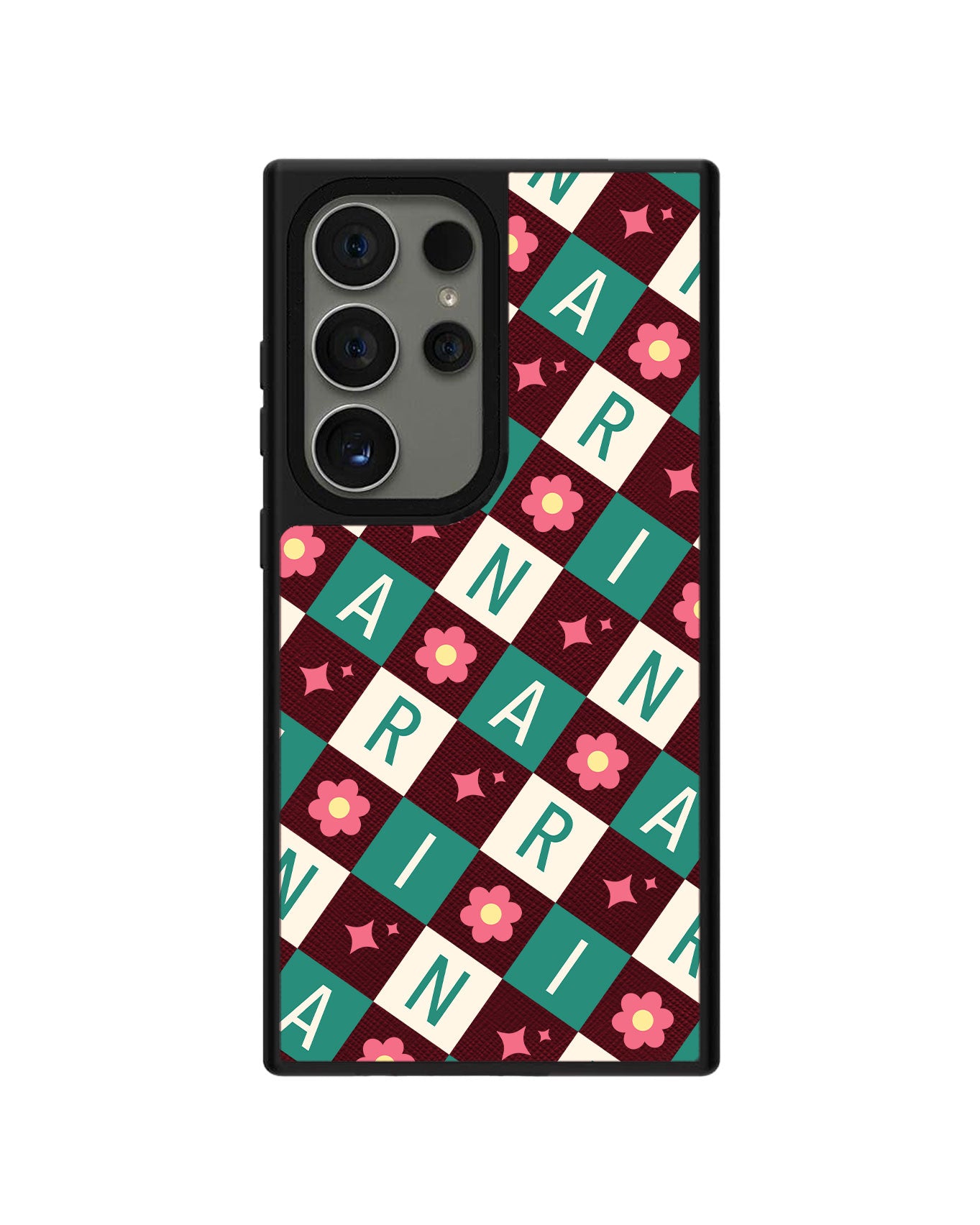 Android Leather Grip - CUSTOM MONOGRAM 3.0 Flower Grid 4.0