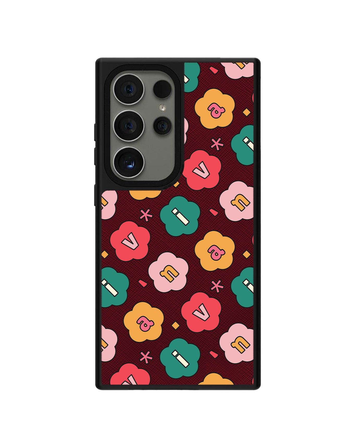 Android Leather Grip - CUSTOM MONOGRAM 3.0 Flower Petals 3.0