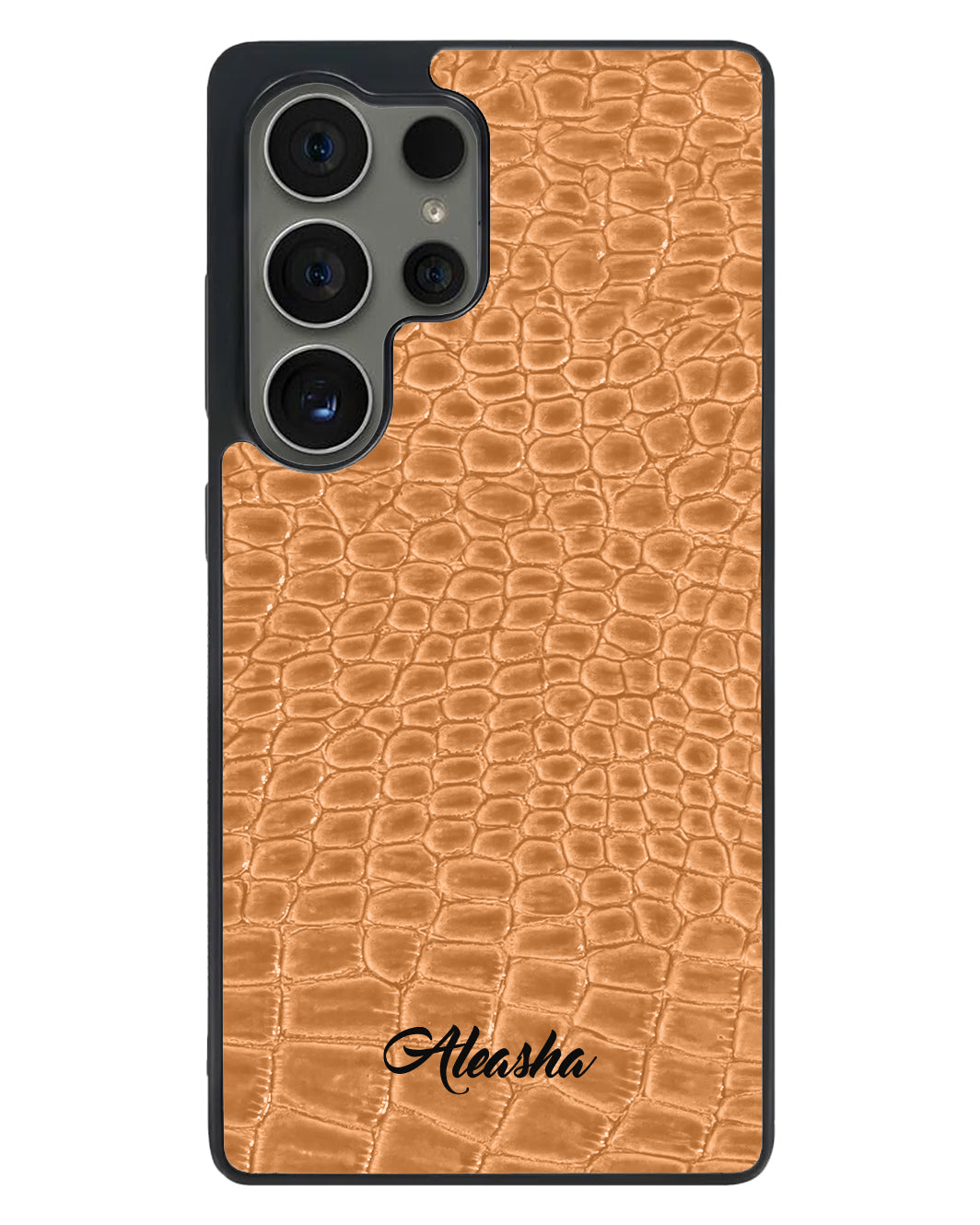 Android Textured Leather Case - Glossy Croco Peach