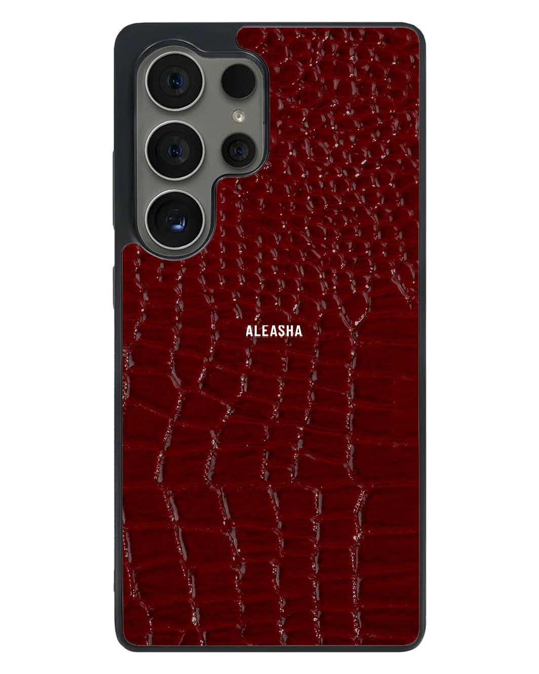Android Textured Leather Case - Glossy Croco Red Wine