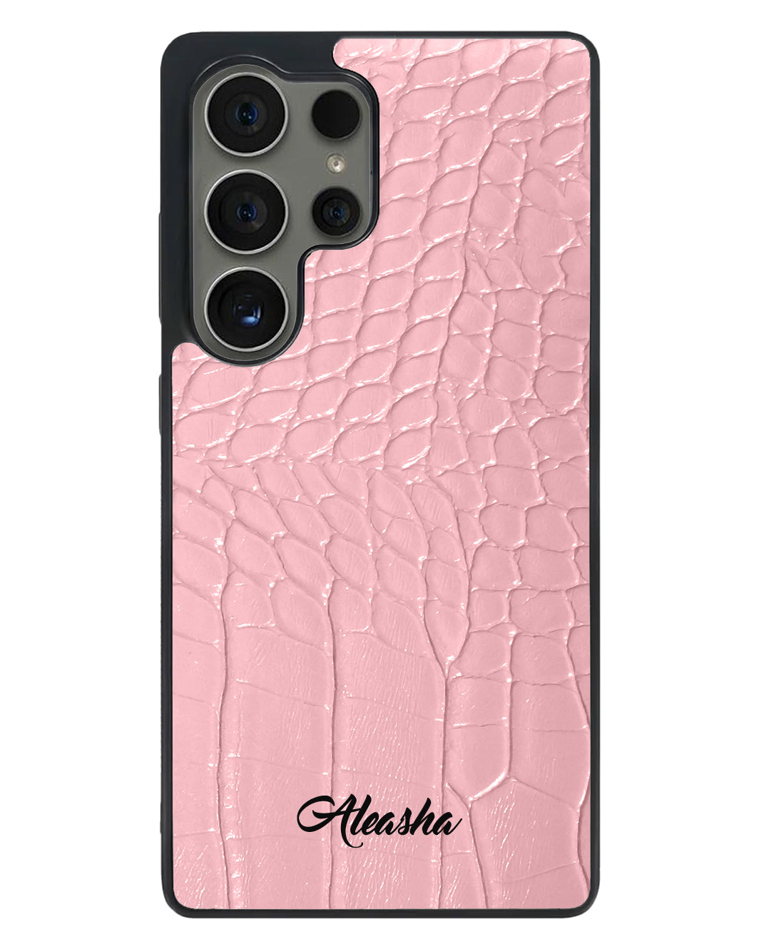 Android Textured Leather Case - Matte Croco Pink