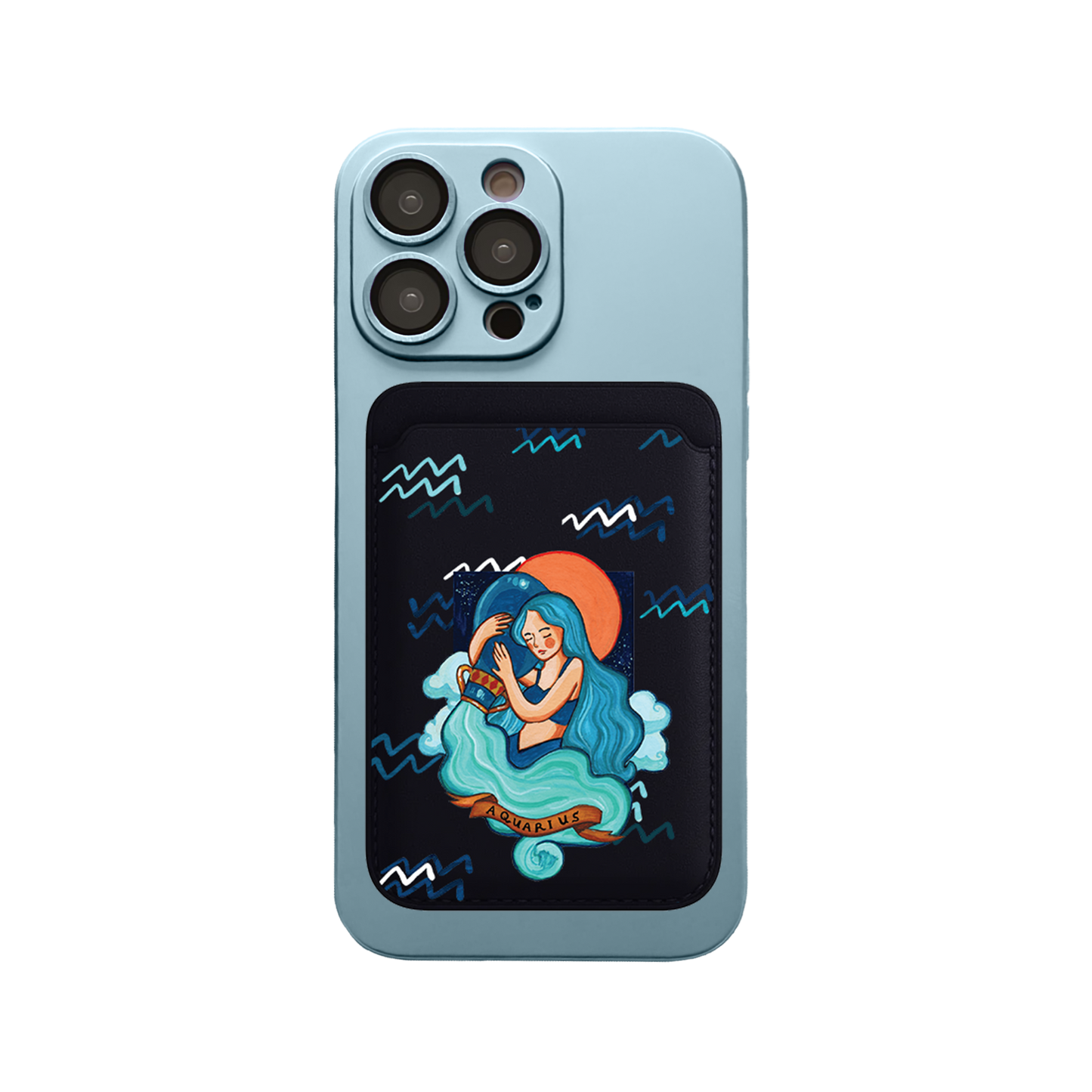 iPhone Magnetic Wallet Silicone Case - Aquarius