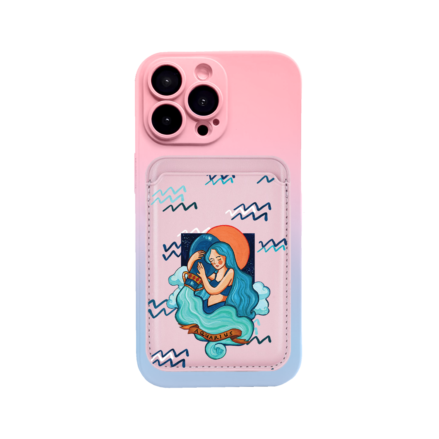 iPhone Magnetic Wallet Silicone Case - Aquarius