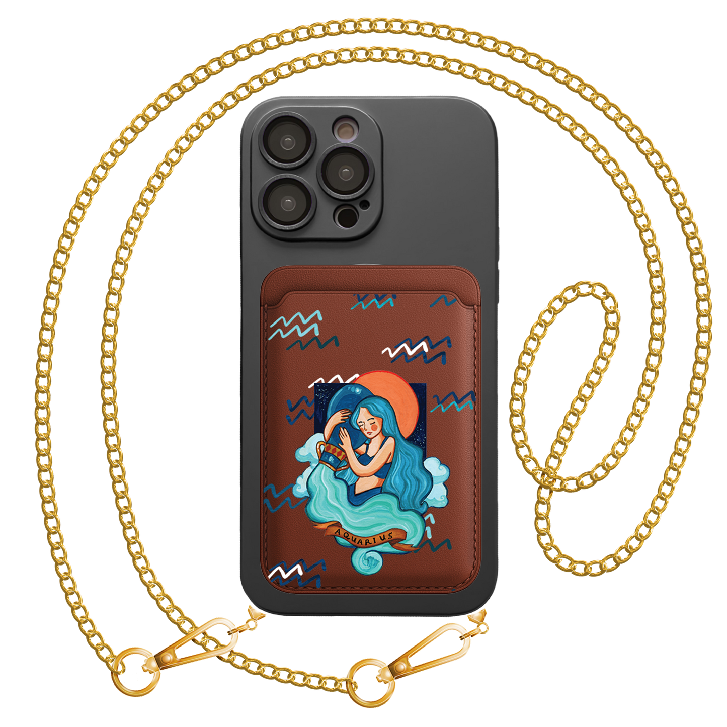 iPhone Magnetic Wallet Silicone Case - Aquarius