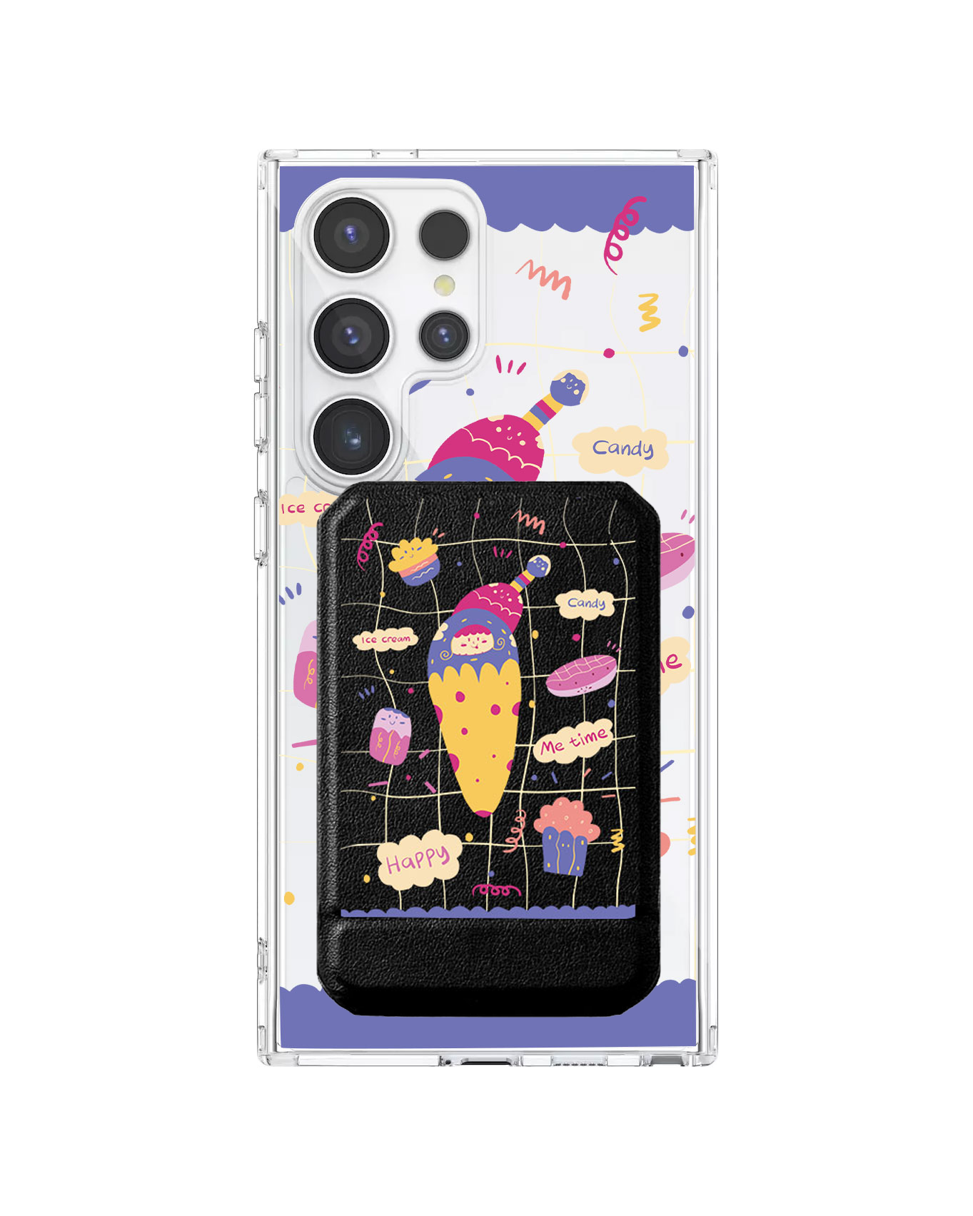 Android Magnetic Multifold Wallet - Candy Doodle