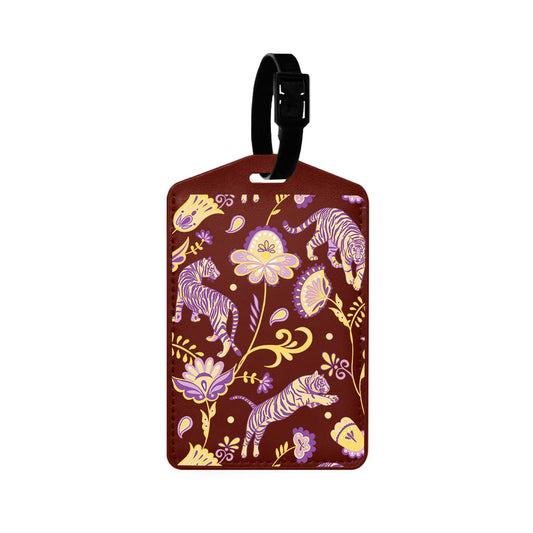 Vegan Leather Bag Tag - Tiger & Floral 4.0
