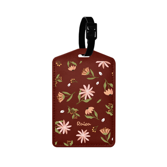 Vegan Leather Bag Tag - Cosmos Flower