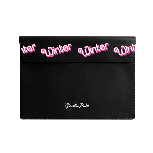 Vegan Leather Sleeve - Barbie Monogram