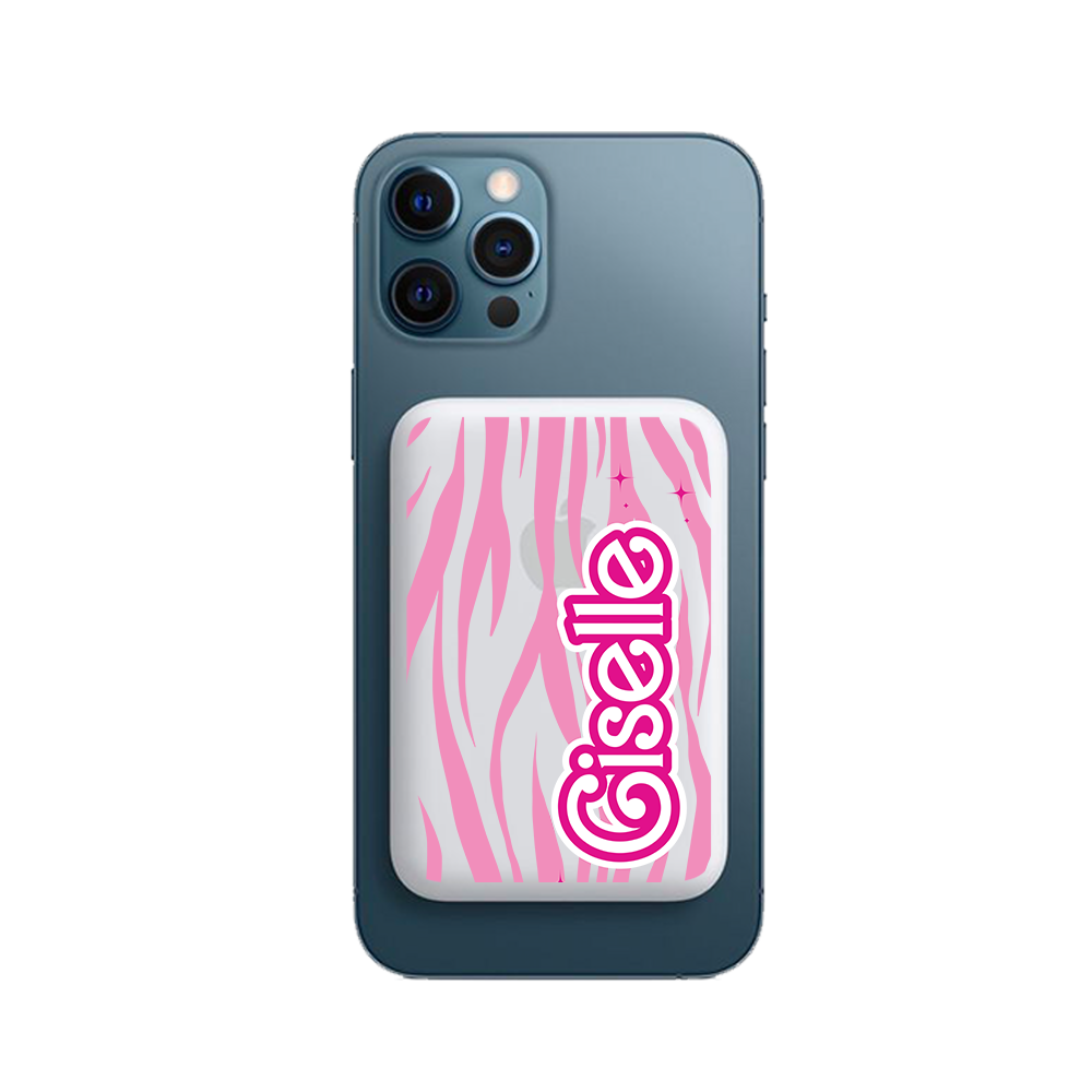 Magnetic Wireless Powerbank - Barbie Zebra Pattern