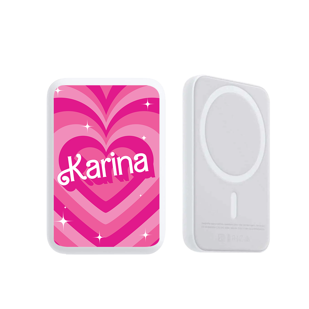 Magnetic Wireless Powerbank - Barbie Love Pattern