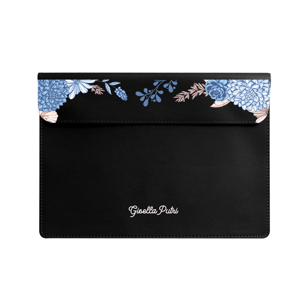 Vegan Leather Sleeve - Blue Florals